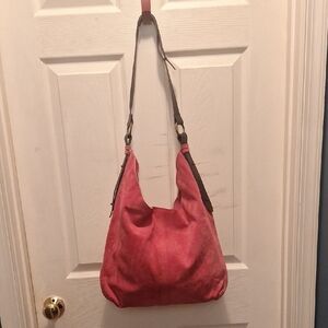 Awesome Large Pink Suede Shoulder Bag**